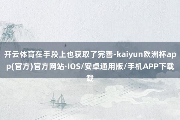 开云体育在手段上也获取了完善-kaiyun欧洲杯app(官方)官方网站·IOS/安卓通用版/手机APP下载